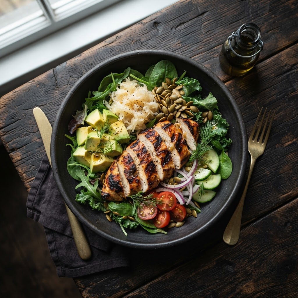 Grilled Chicken & Sauerkraut Salad