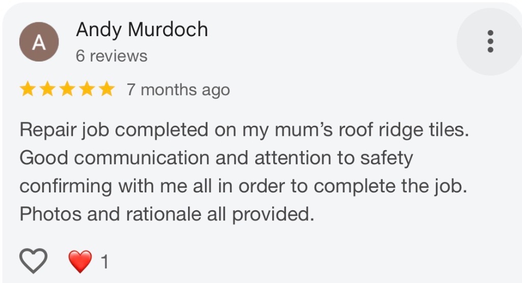 Google review from Andy Murdoch