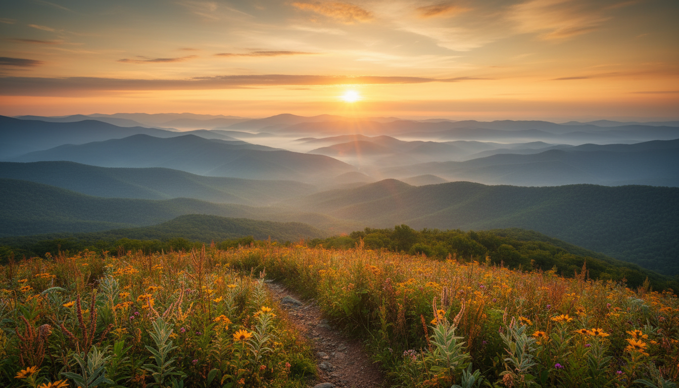 Appalachian mountain dawn landscape