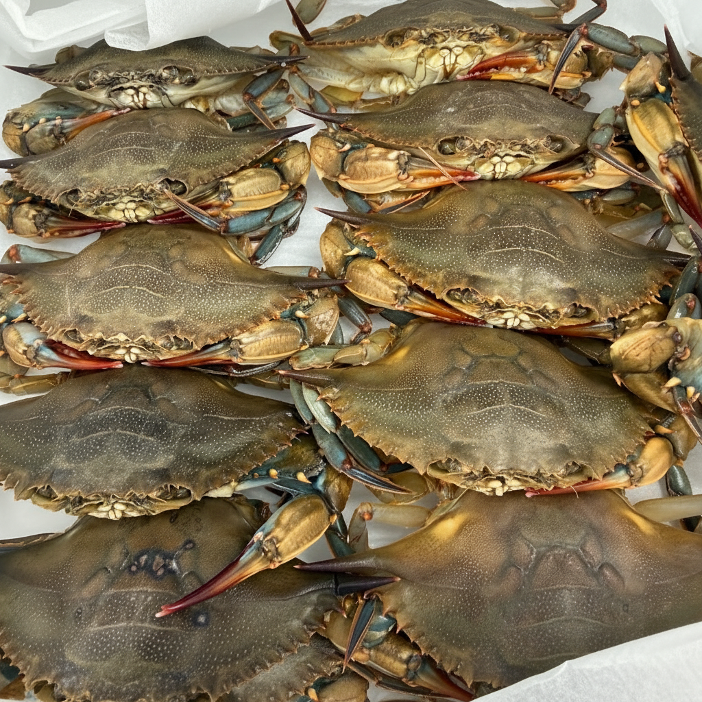 Fresh soft shell blue crabs packed and ready