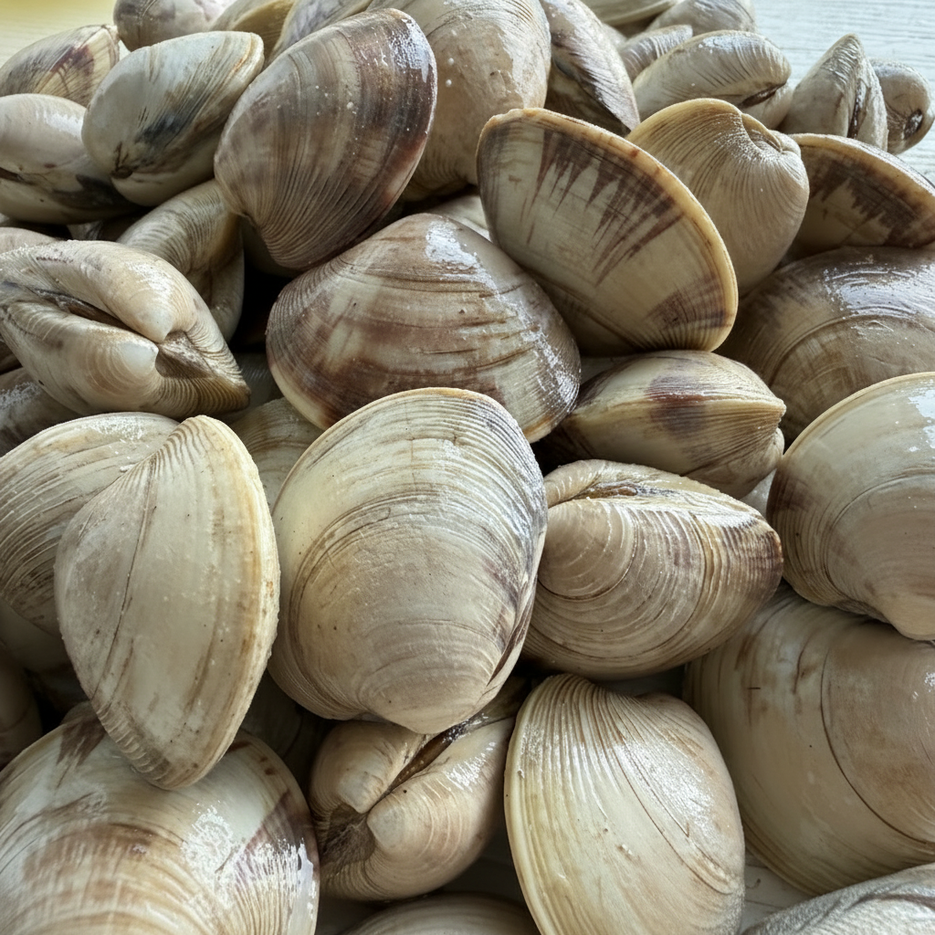 Pile of fresh littleneck clams