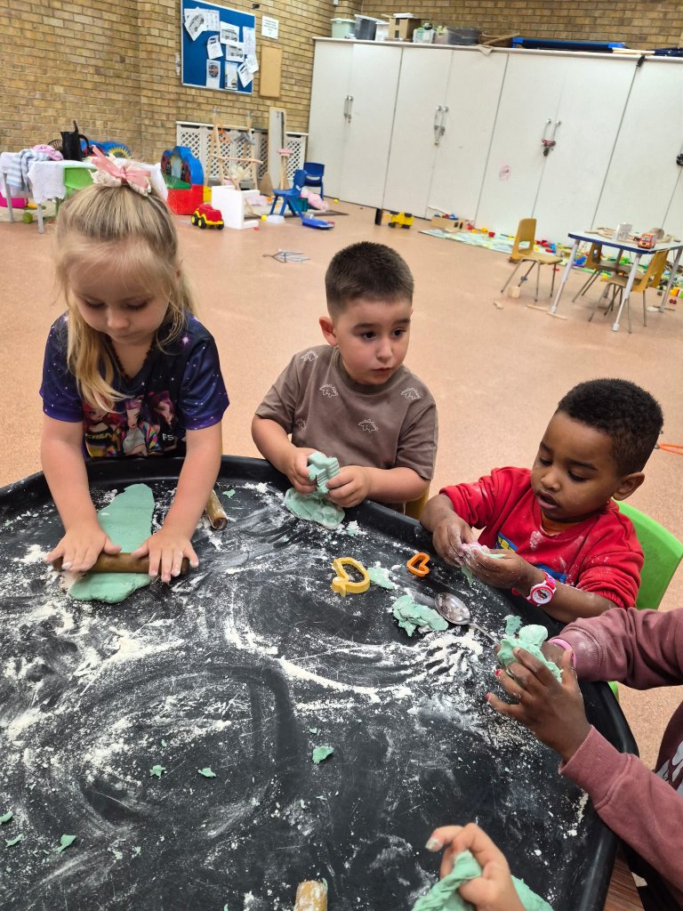Children playing with playdough at Morning Glory Pre-School