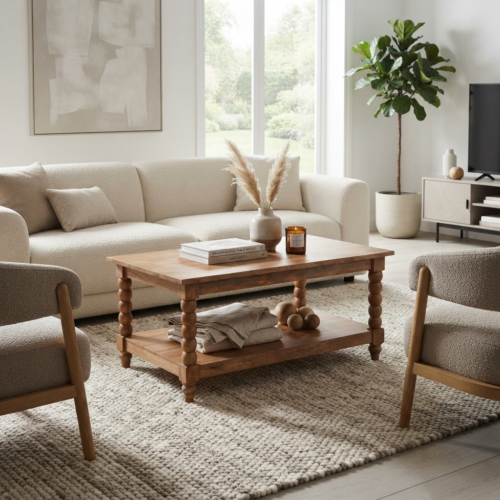 Spindle Golden Teak Coffee Table