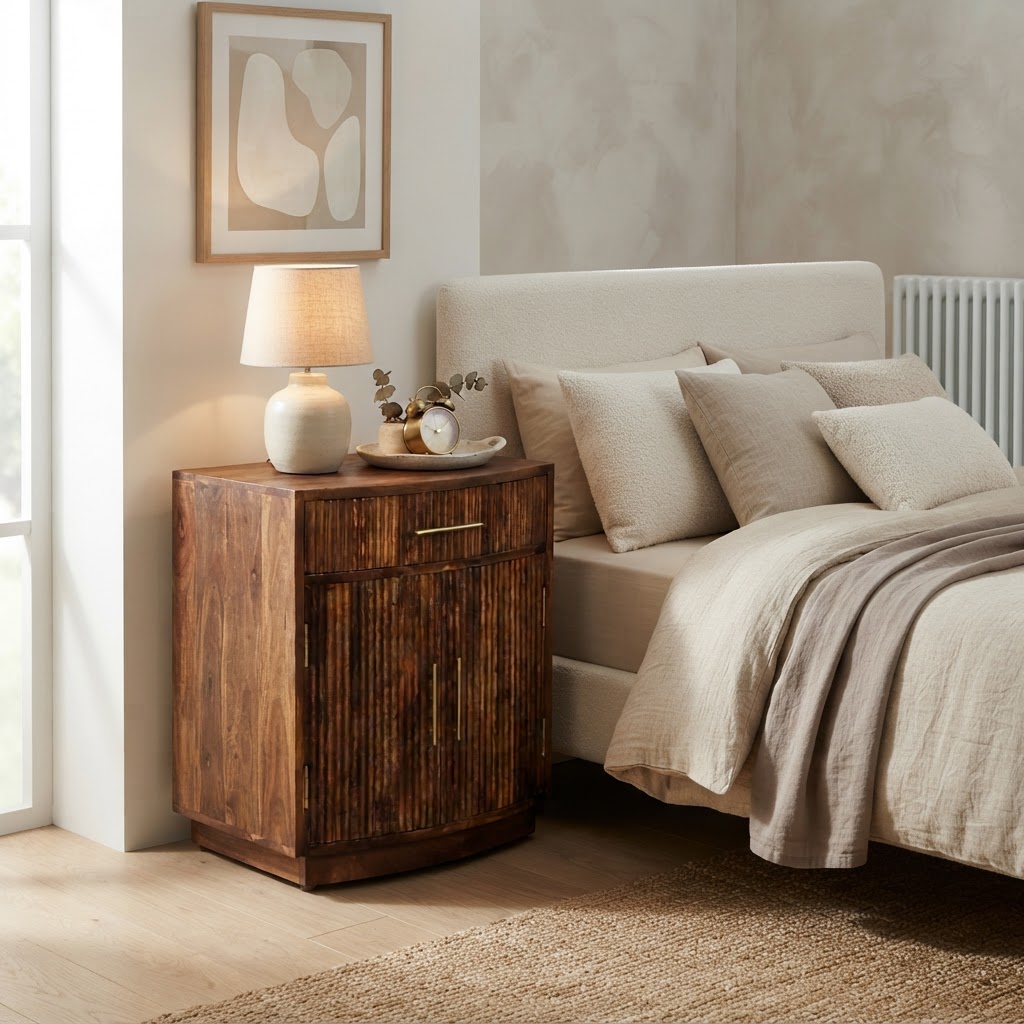 Milan Fluted Bedside Cabinet