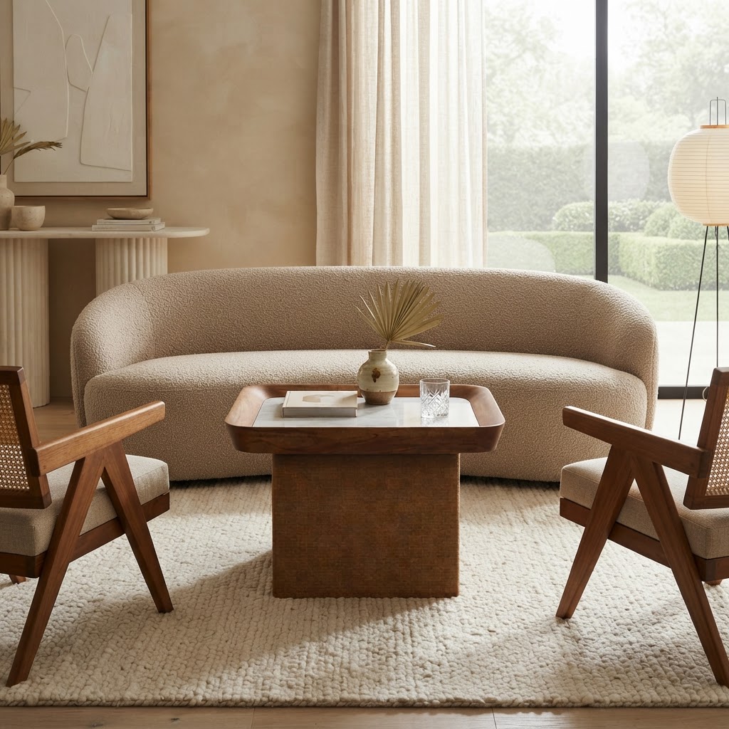 Marble Top Chatai Coffee Table