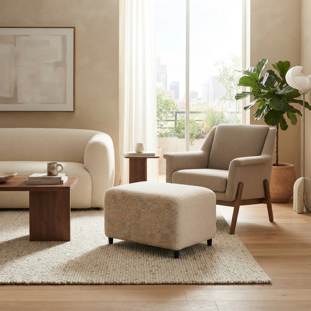 Bliss Cream Bouclé Ottoman