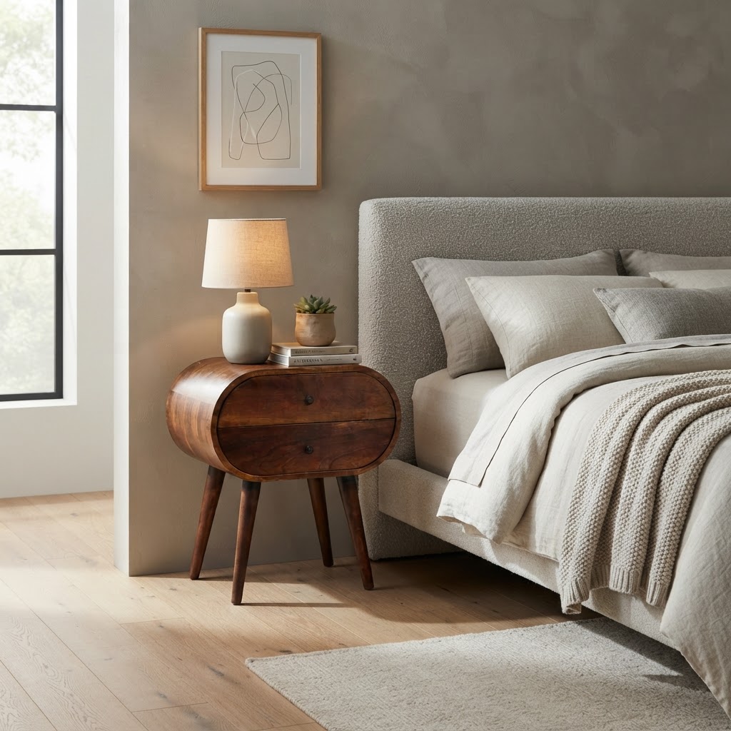 Large Chestnut Circular Bedside
