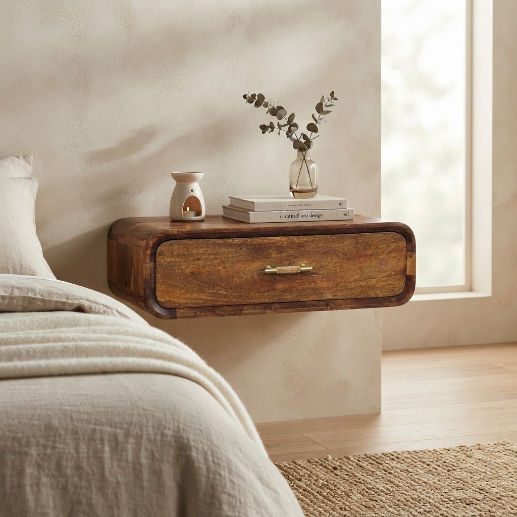 Curved Floating Bedside