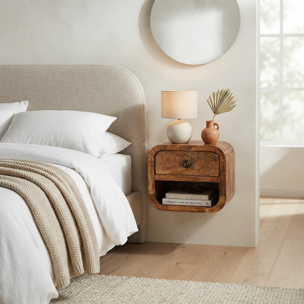 Curved Wall Mounted Nightstand