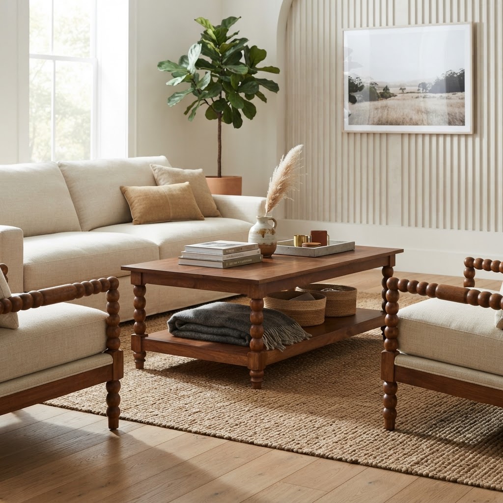 Spindle Coffee Table with Open Shelf