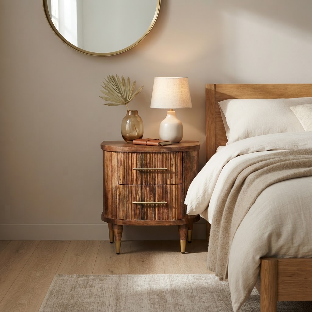 Curved 2 Drawer Bedside