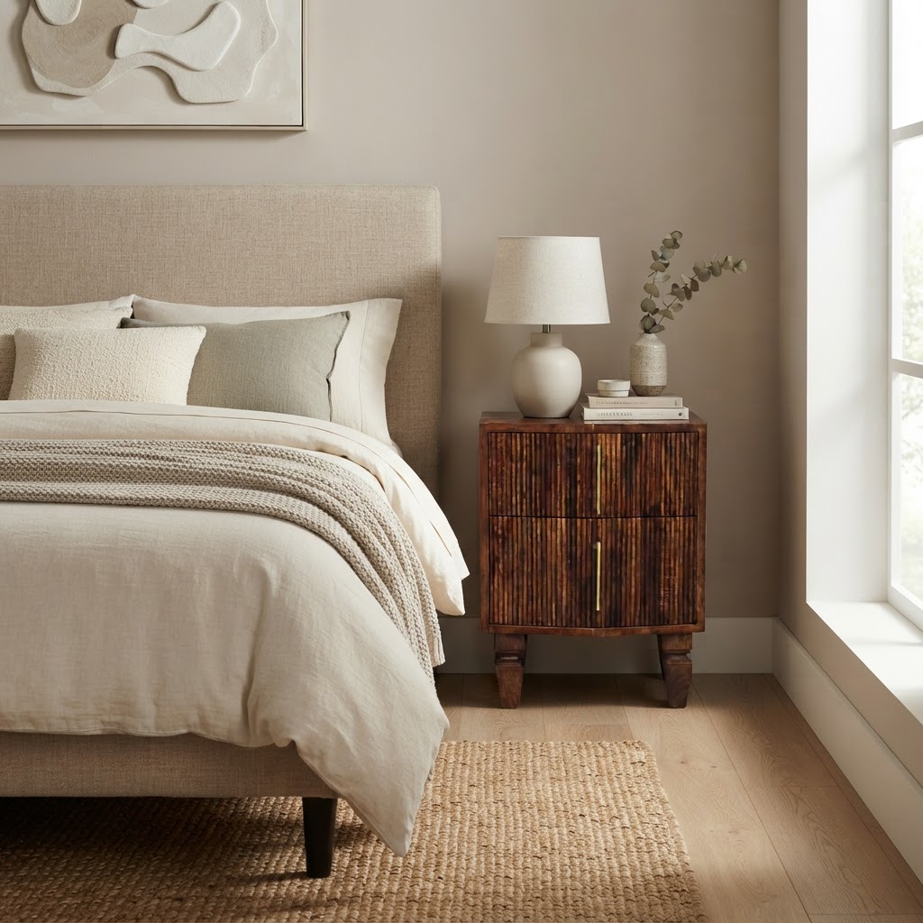 Harper Ribbed Chestnut Bedside