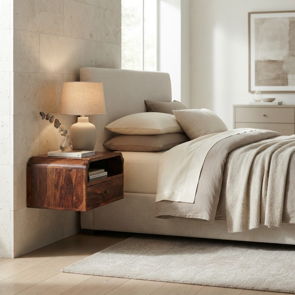Avora Wall-Mounted Chestnut Bedside