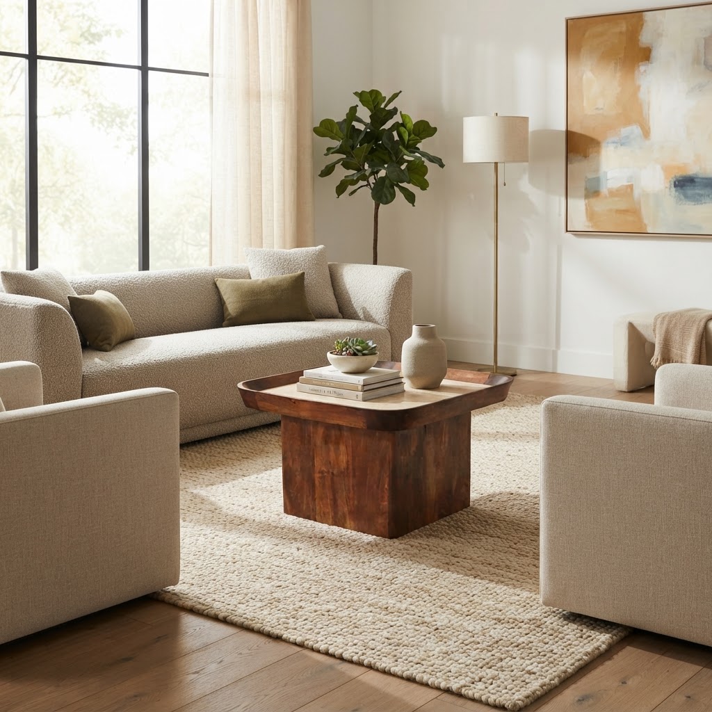 Travertine Top Tray Coffee Table