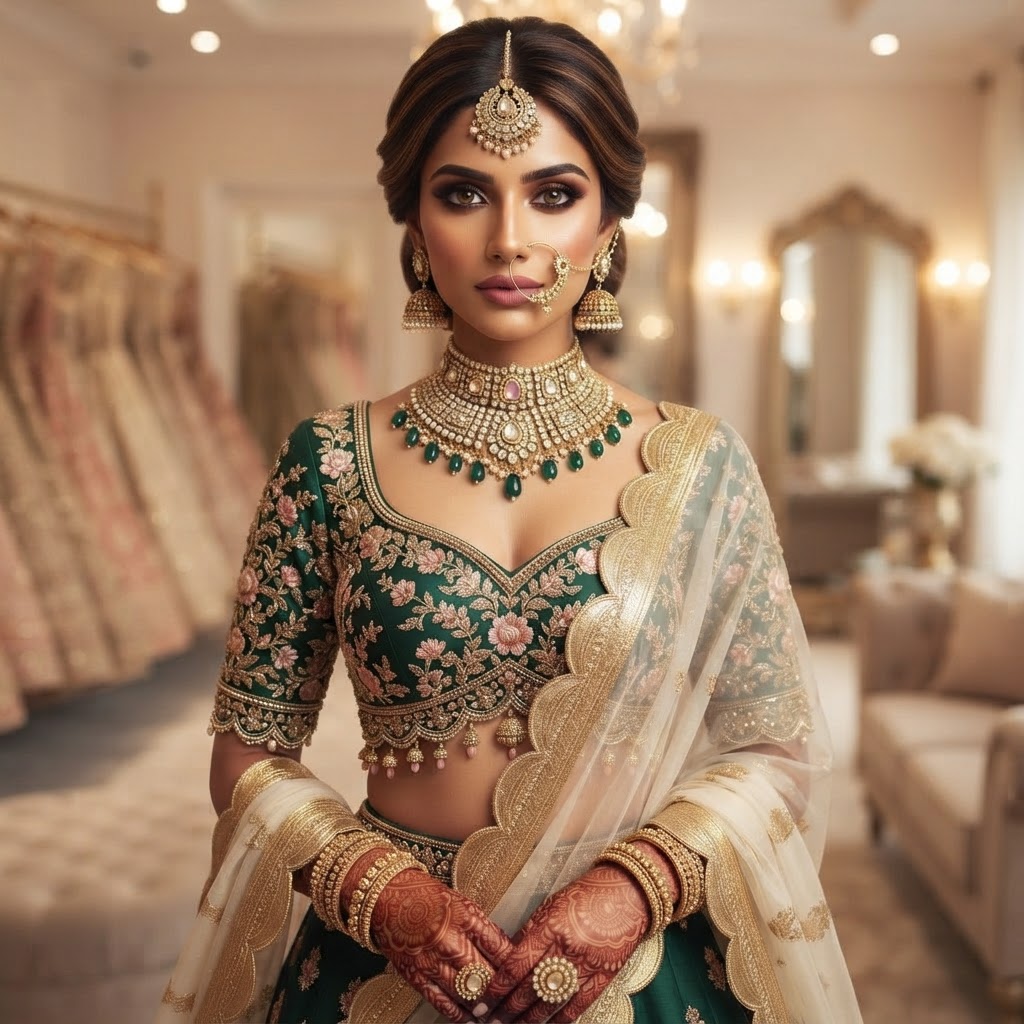 Sweetheart Neck neckline with matching bridal jewellery