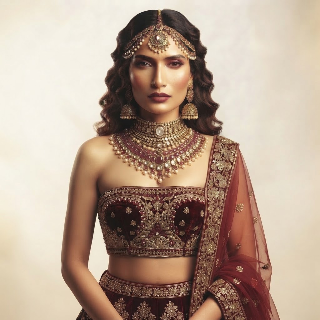 Strapless neckline with matching bridal jewellery