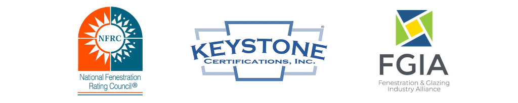 Industry certifications: NFRC, Keystone Certifications, and FGIA