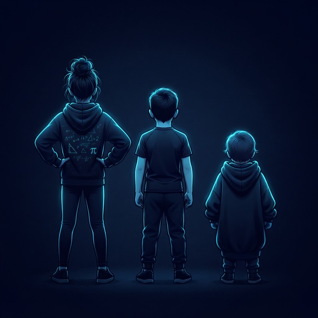 Three kids from behind wearing Axiom Athletica