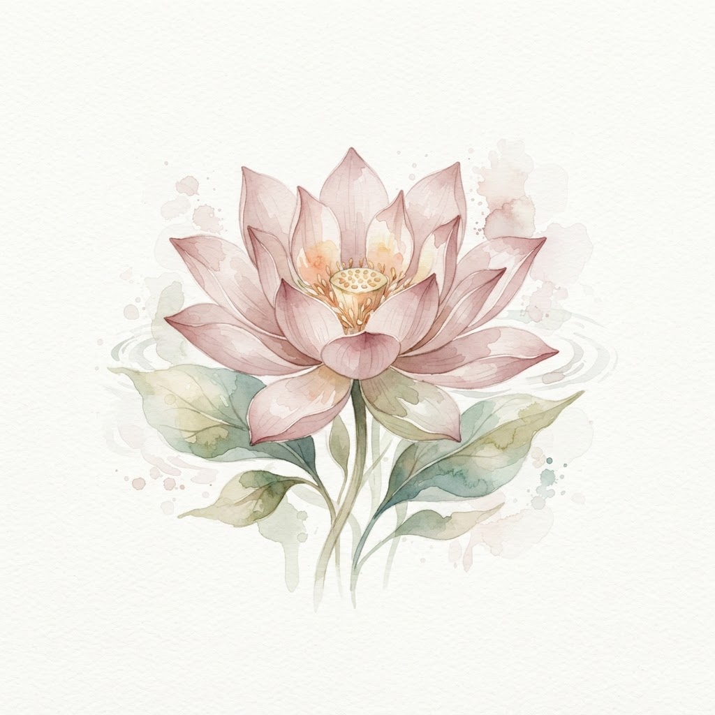 Watercolor lotus flower representing growth and healing