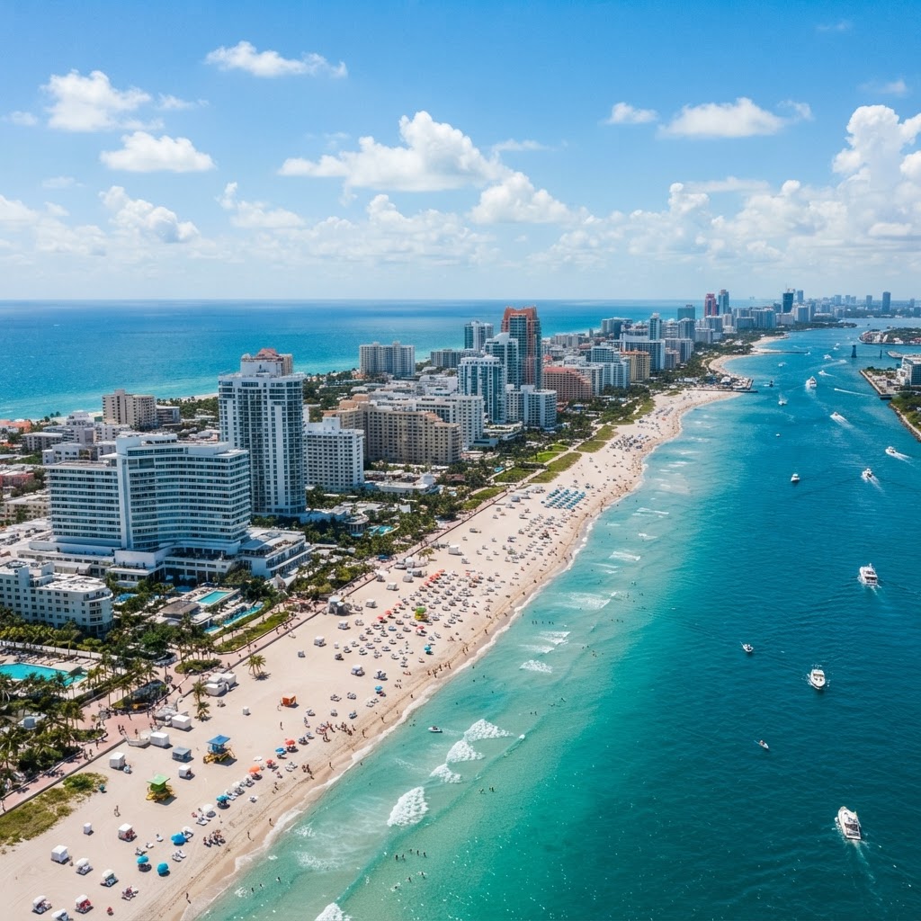 Vista aérea de la playa de Miami