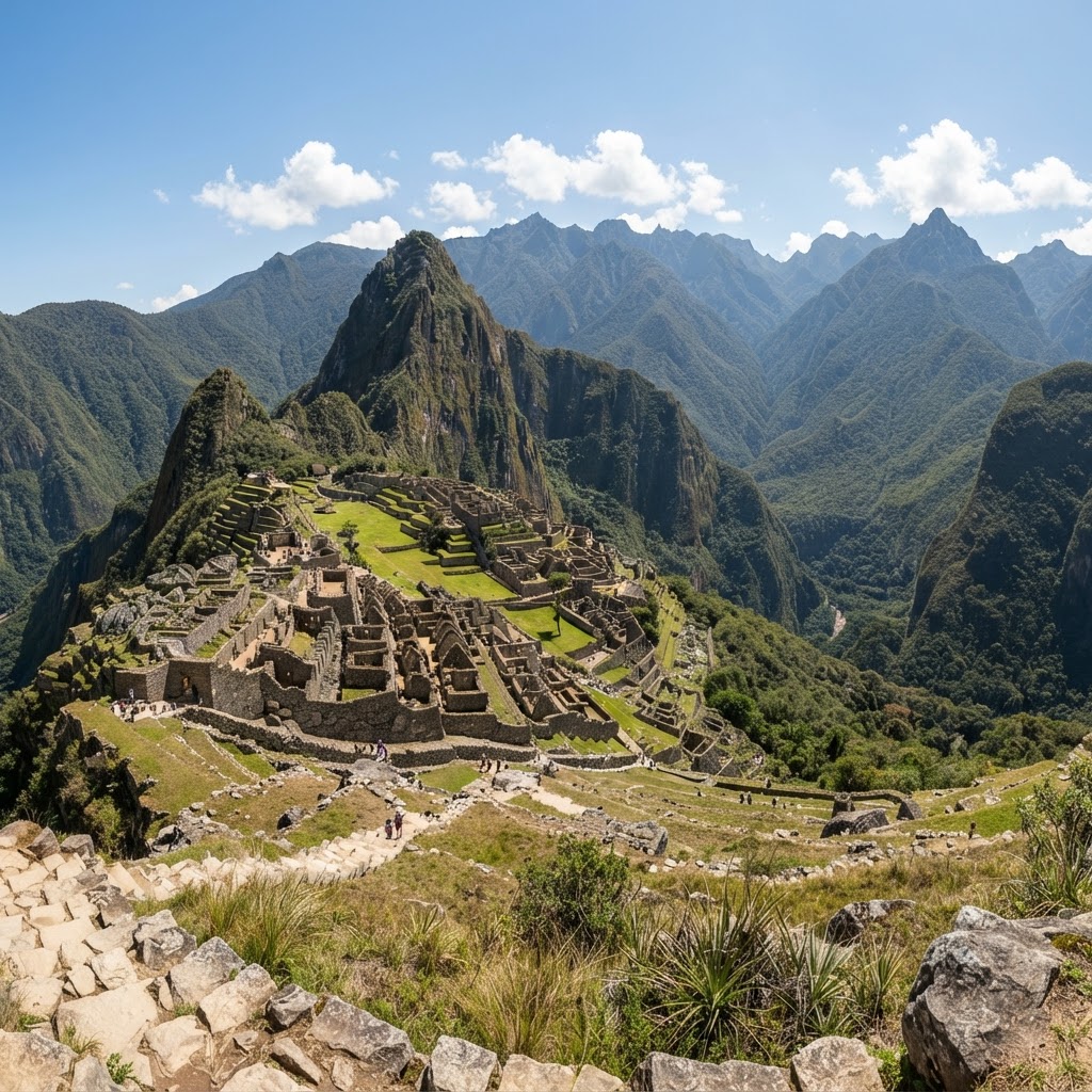 Vista panorámica de Machu Picchu en Perú