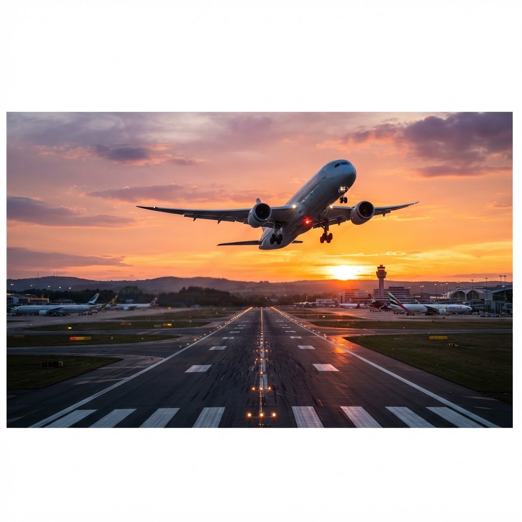 Avión despegando en un aeropuerto argentino