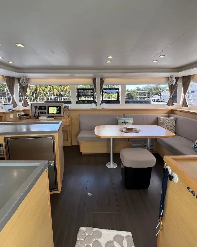 Main salon and galley interior
