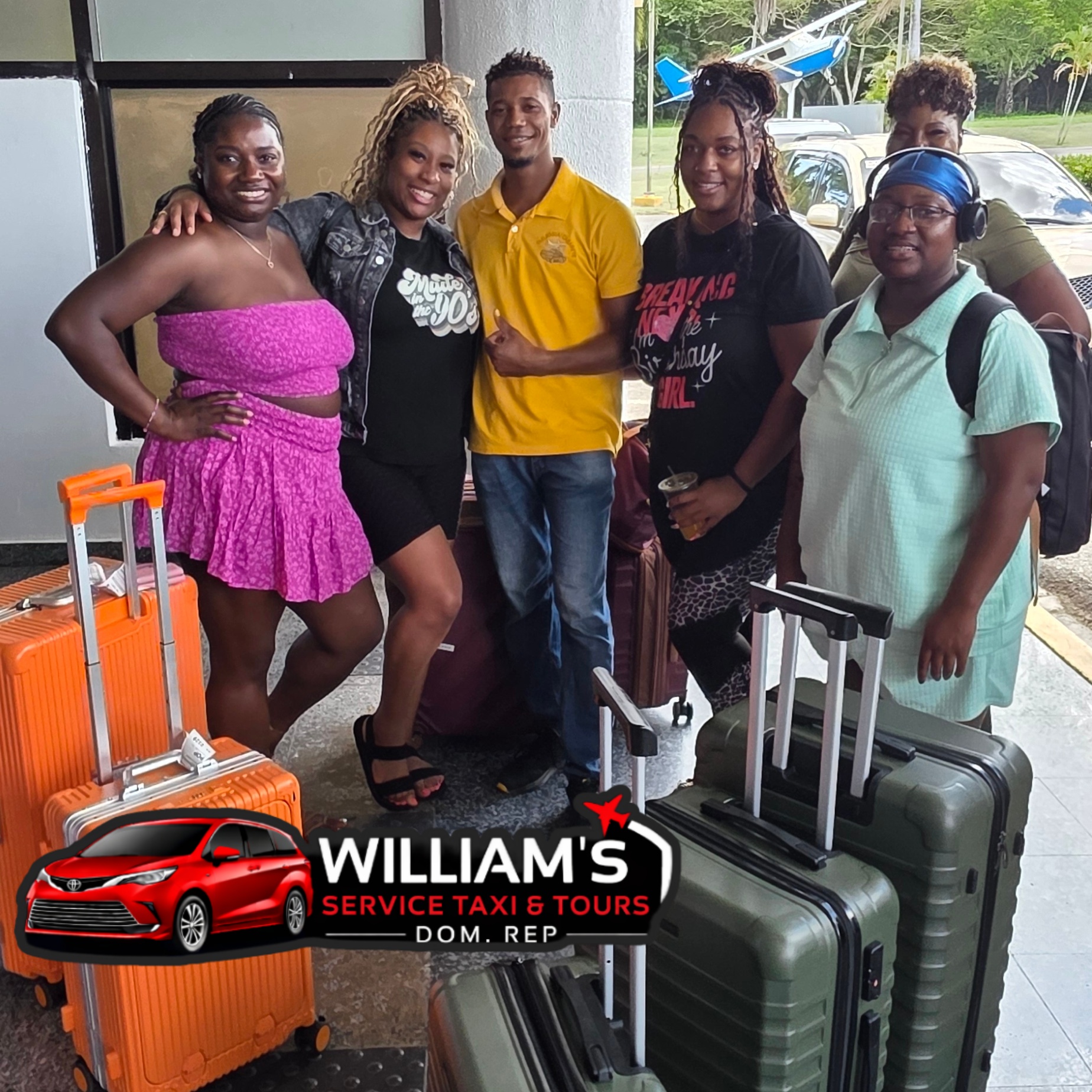 Group airport pickup with the Williams Service Taxi & Tours Toyota Sienna