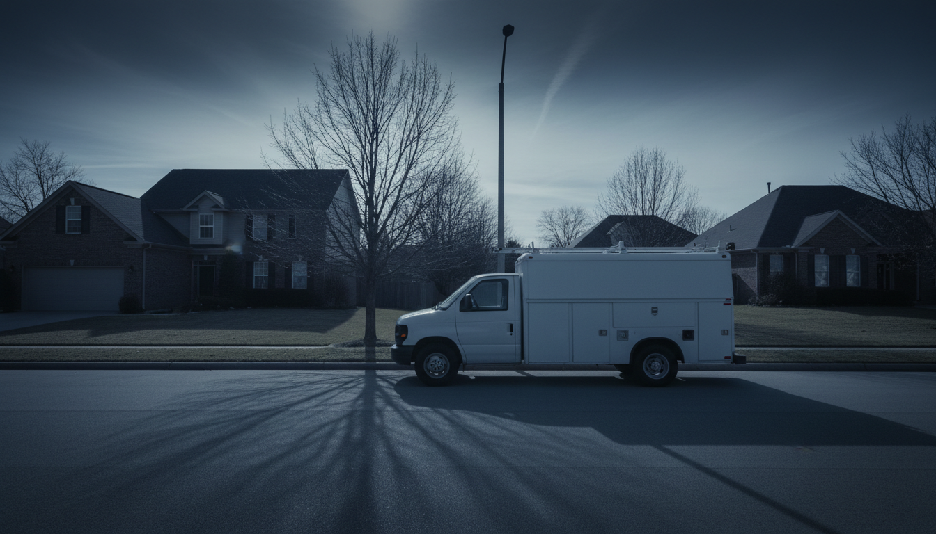 Empty service truck at dusk