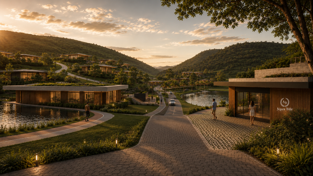 Alpen Ville Tennis Residence & Resort ao pôr do sol