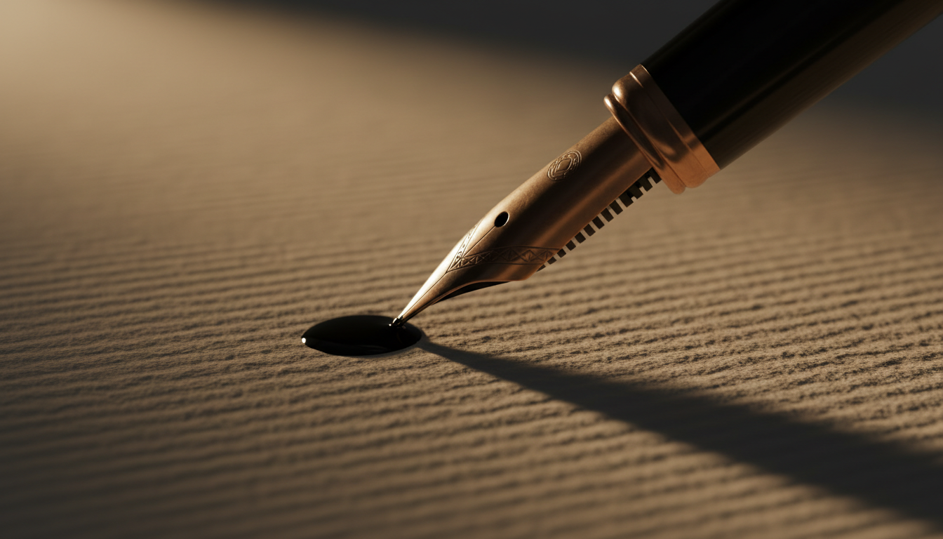 Precisão jurídica — caneta sobre documento