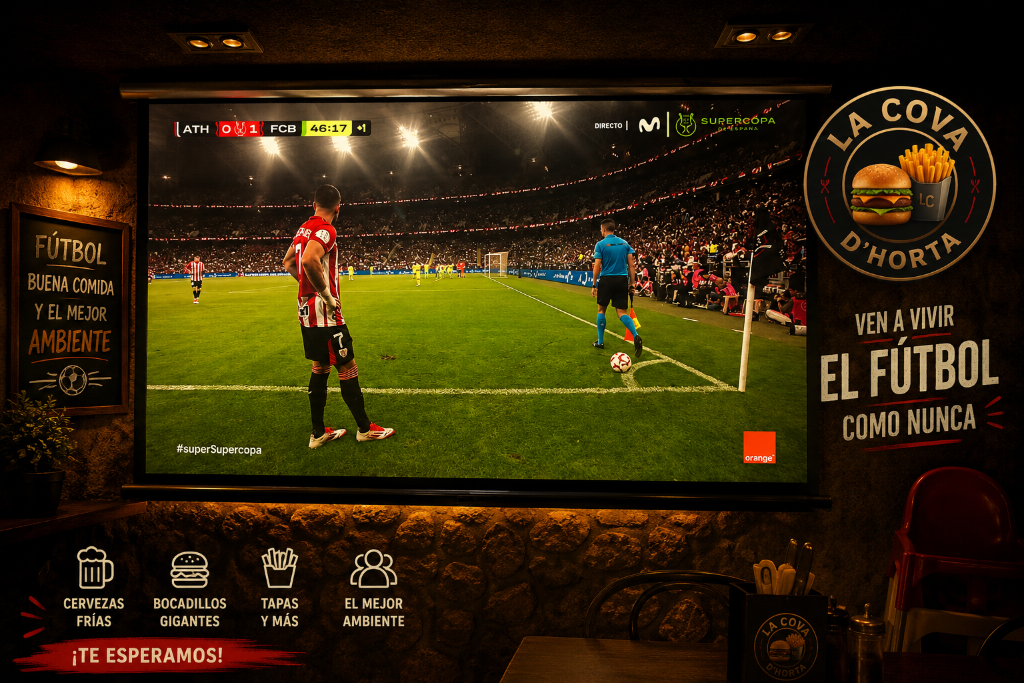 Fútbol en pantalla gigante