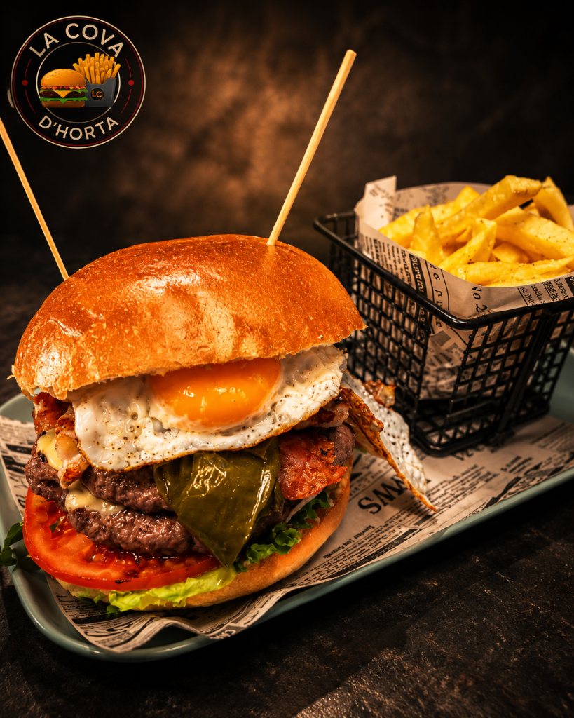 Hamburguesa doble con huevo
