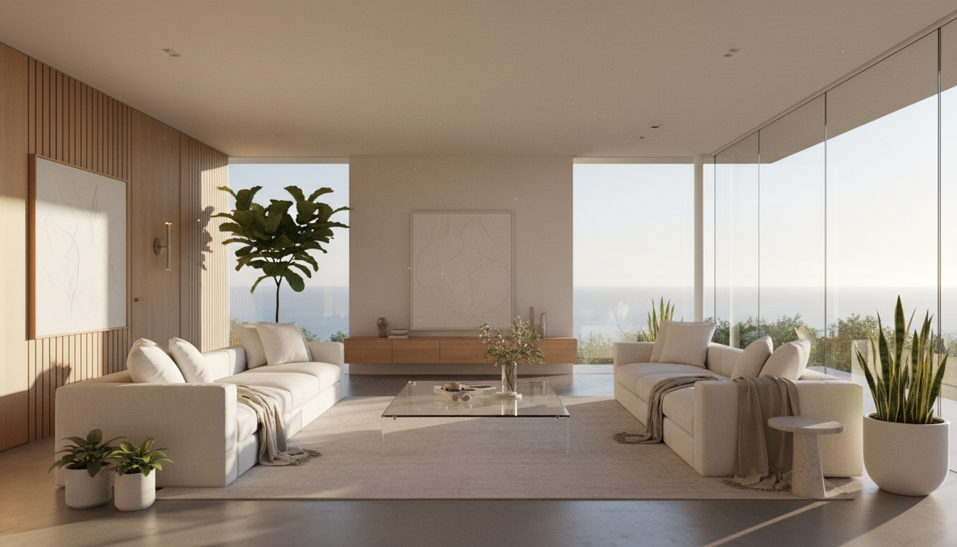 Clean, bright California home interior