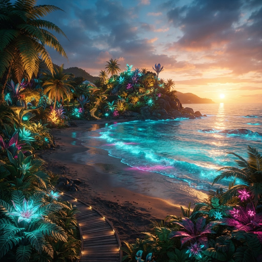 Neo-Tropical Chill: Gen Z's Futuristic Beach Trend