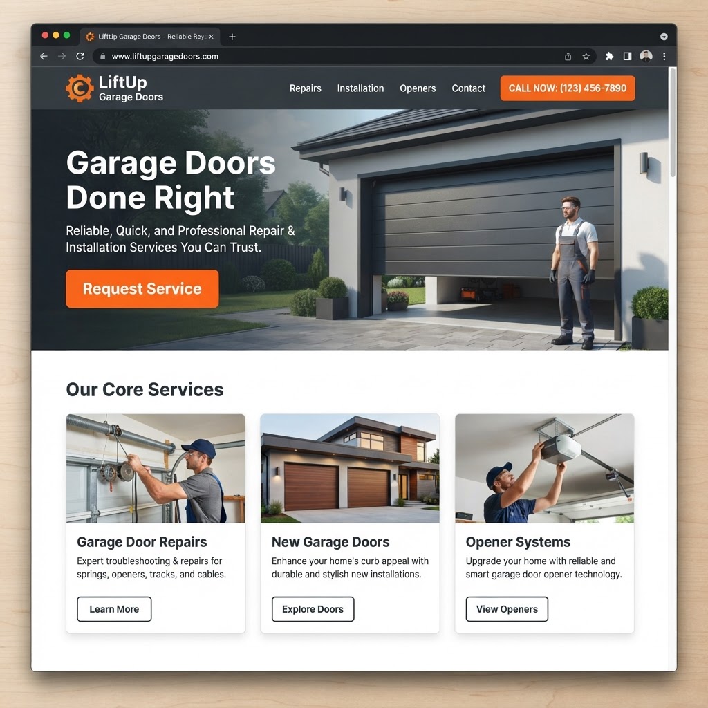 Garage Door Repair website example