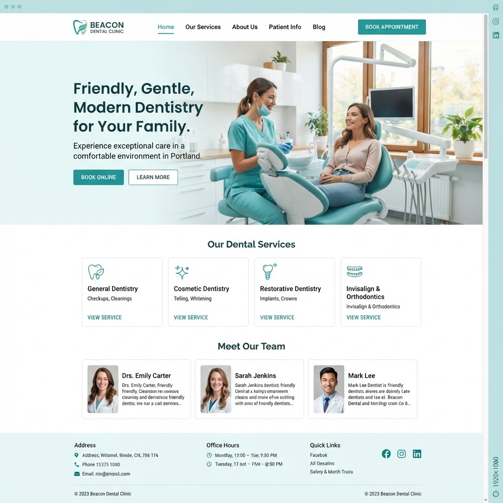 Dental Clinic website, sample design work