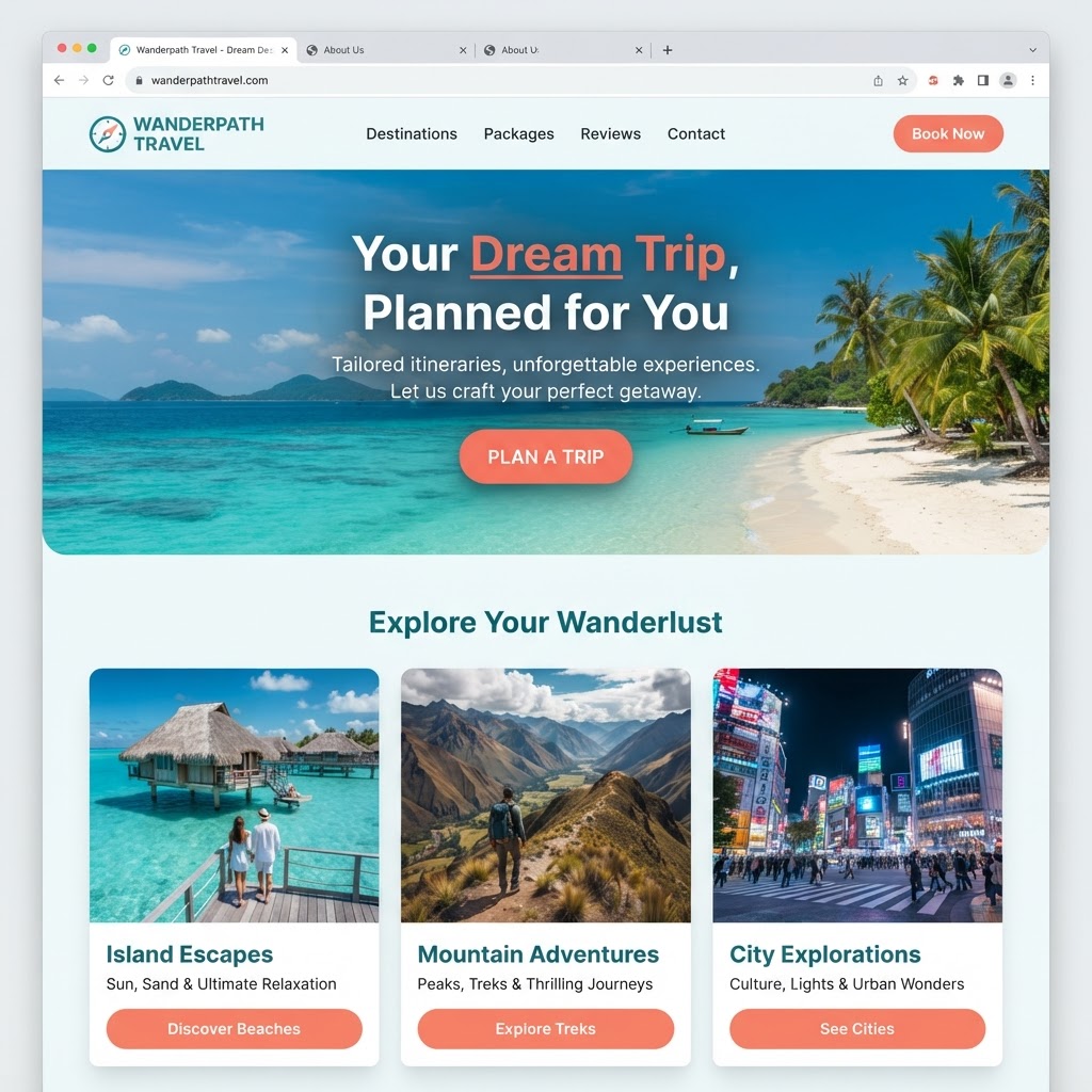 Travel Agencies website example