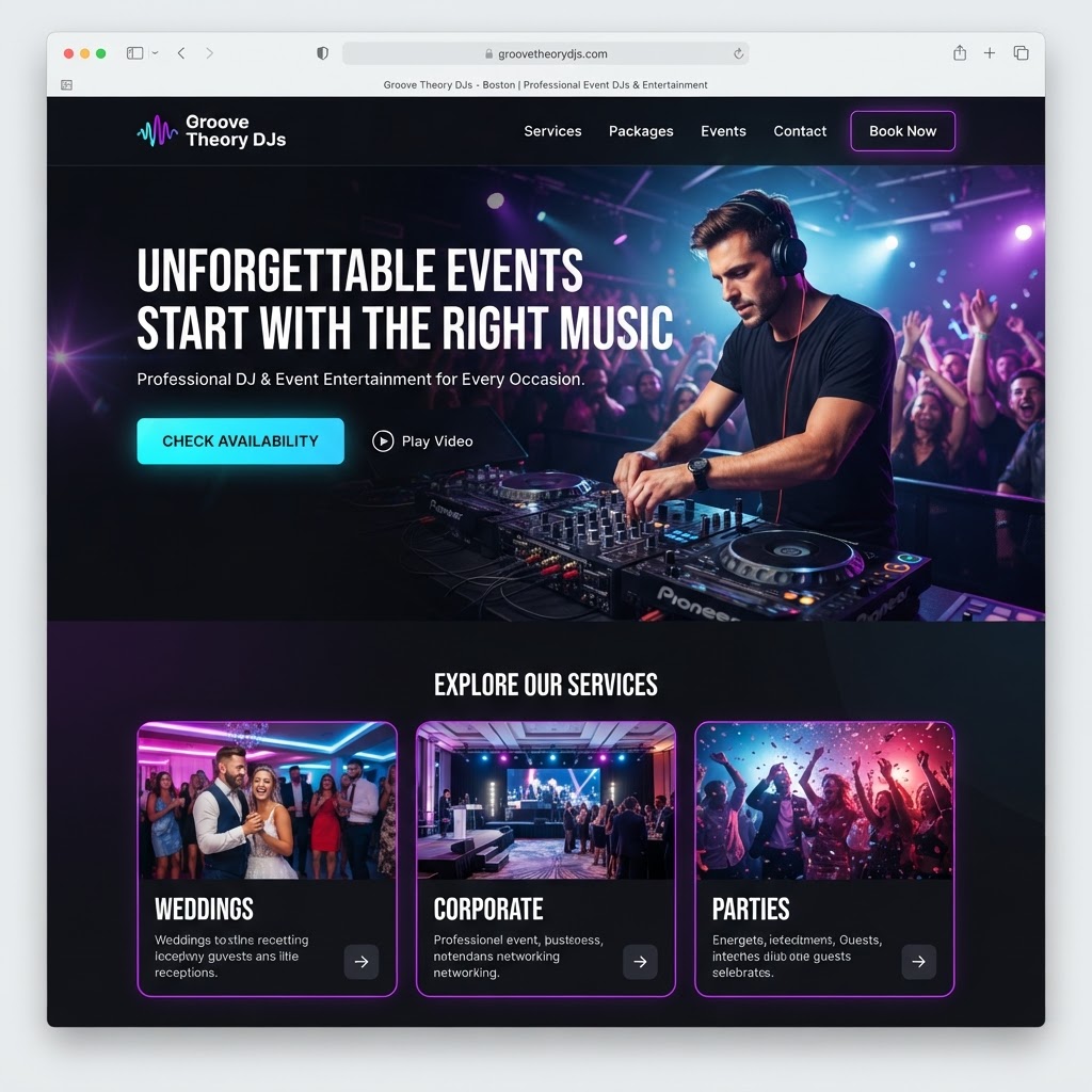 DJs & Event Entertainment website example