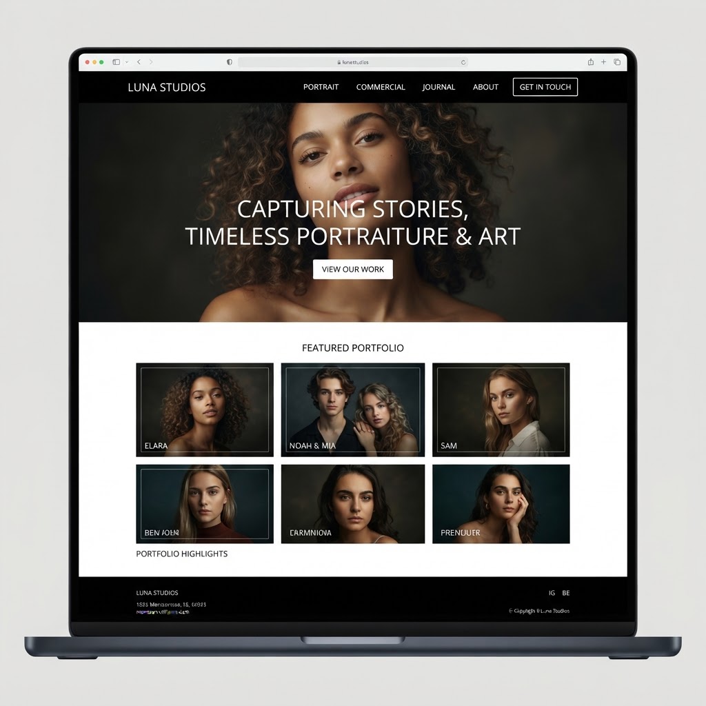 Photography website, sample design work