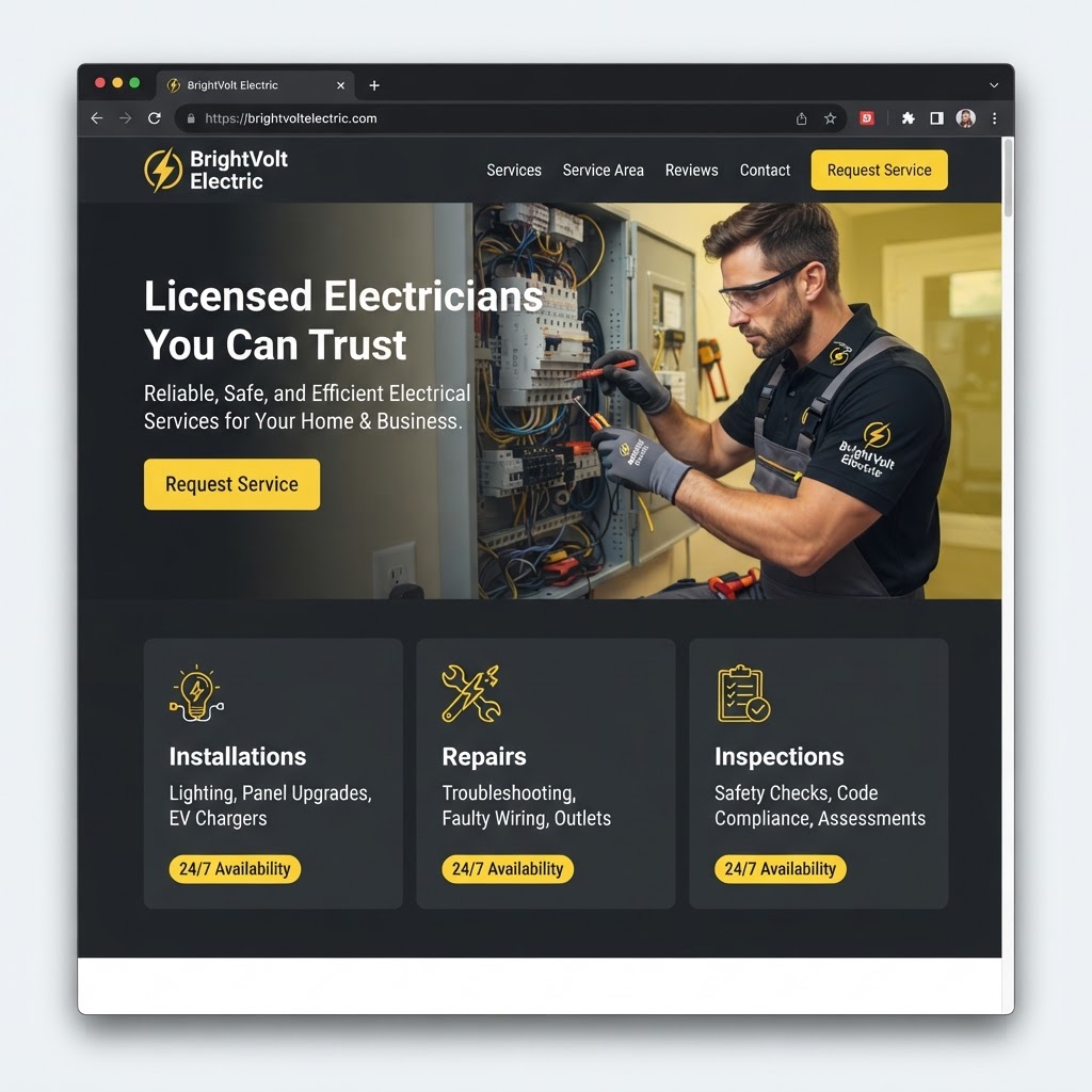 Electricians website example