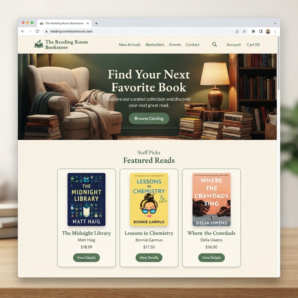 Bookstores & Stationery website example