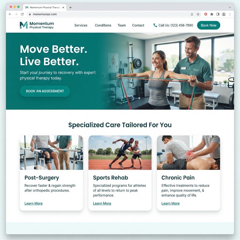 Physical Therapy website example