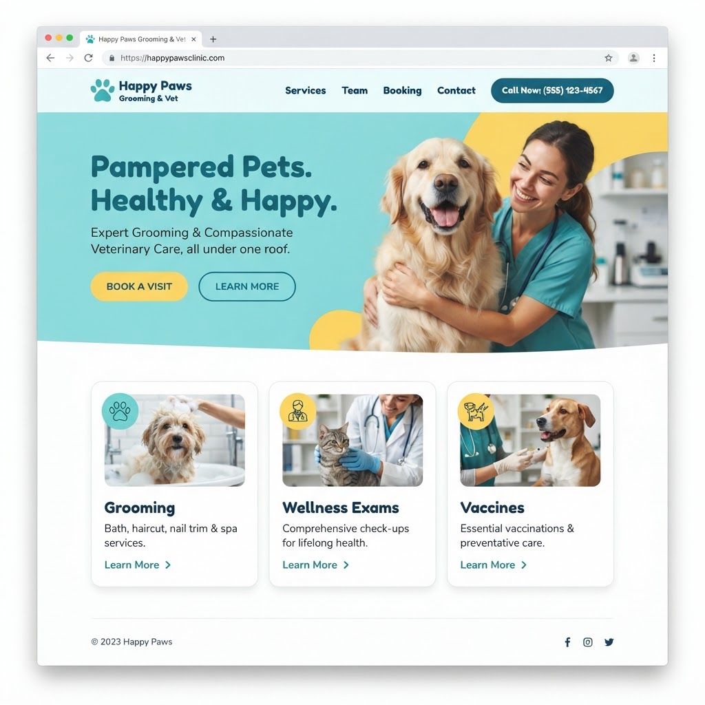 Pet Grooming & Vet website example
