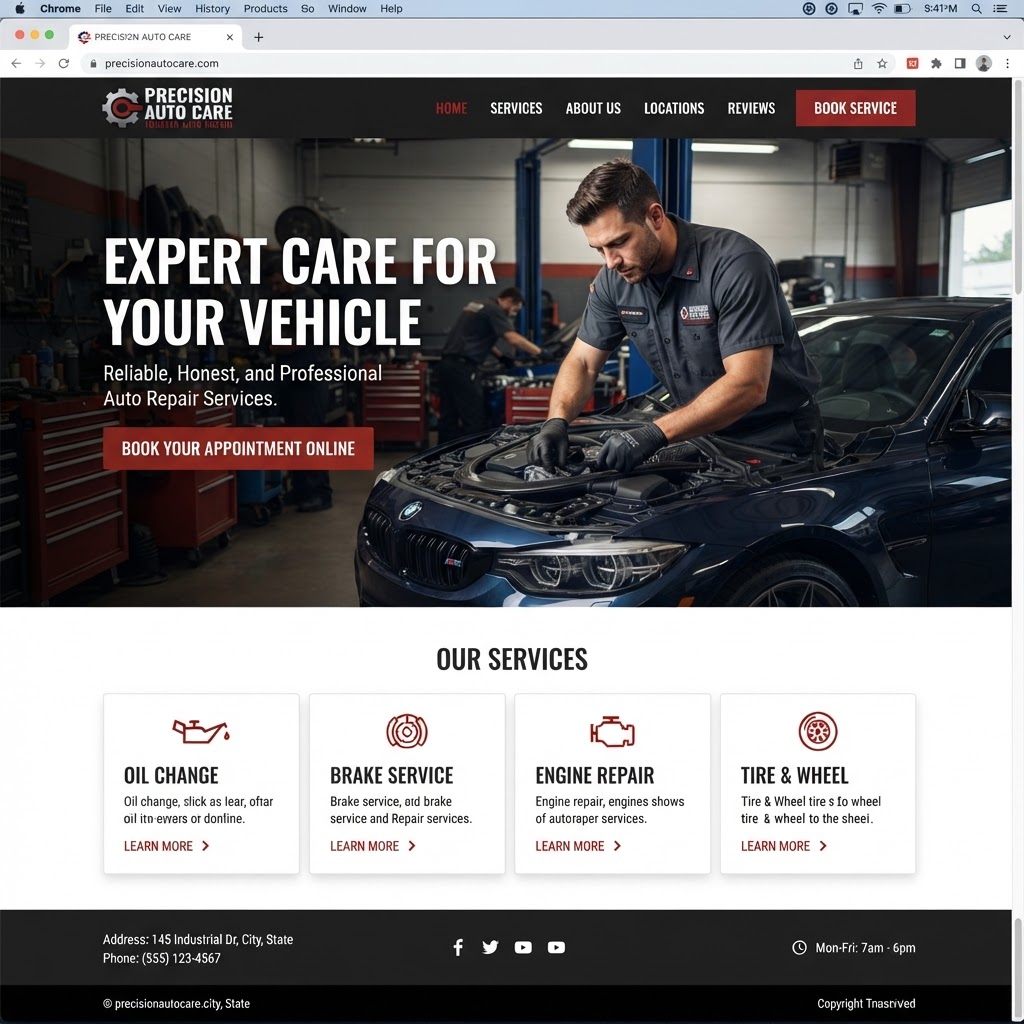 Auto Repair website, sample design work