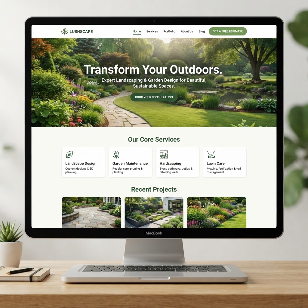Landscaping website, sample design work