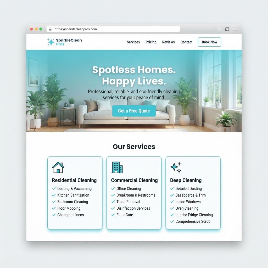 Cleaning Services website example