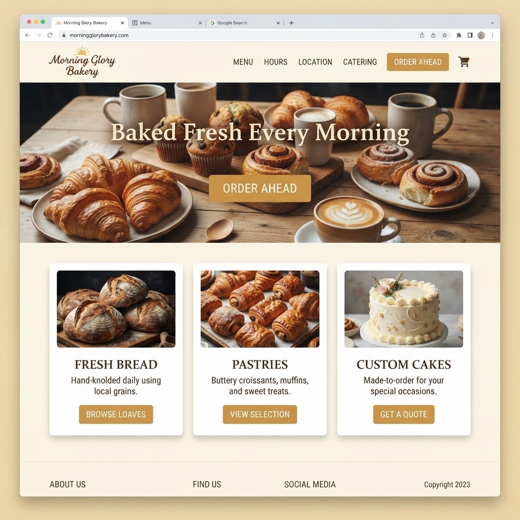 Bakeries & Cafes website example