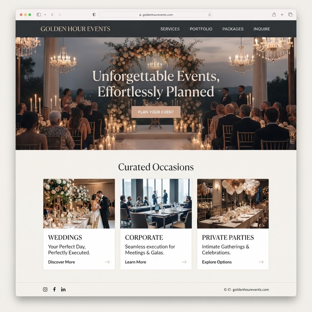 Event Planners website example