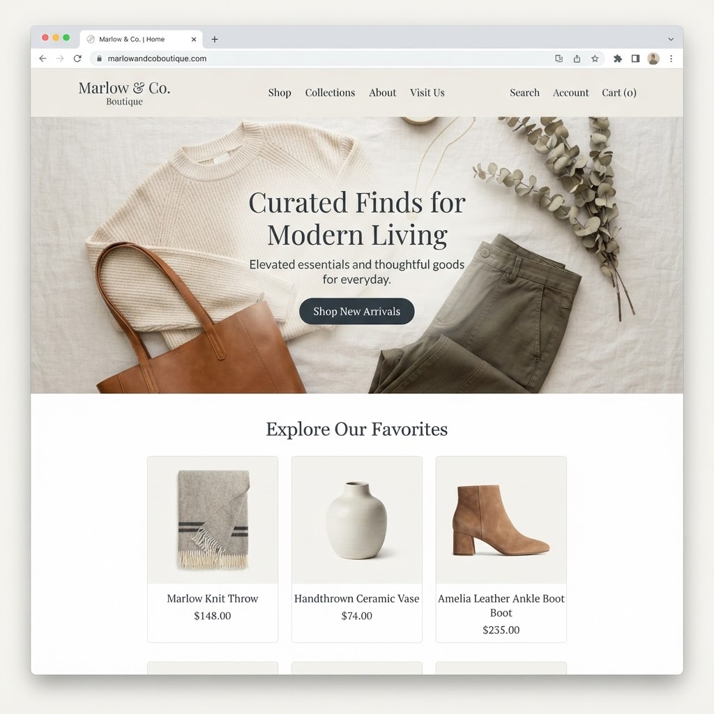 Boutique Retail website example